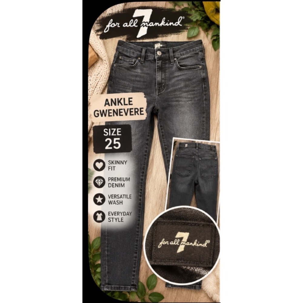 7 For All Mankind No Filter Denim Ultra High Rise Skinny Jeans 28 Faded Black